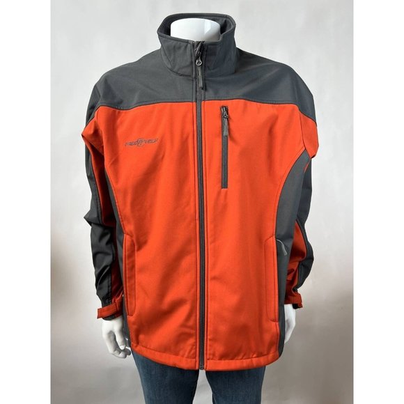 Free Tech Mens Softshell Jacket Orange Black Color Block Pockets Full Zip L - Picture 1 of 11